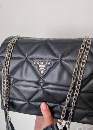 Женская черная брендовая стильная сумочка с цепями жіноча чорна модна сумка8 фото