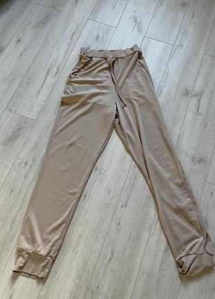 Штаны в рубчик,бежевые штаны