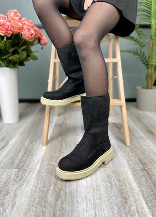 Черевики suede short boots black черевики