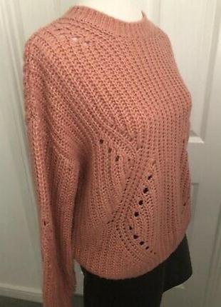 Розовый вязаный джемпер свитер массивной вязки tu woman