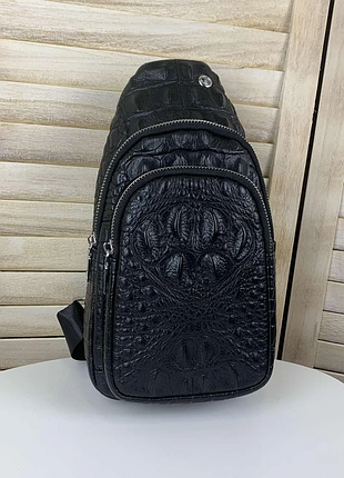 Чоловіча чоловіча шкіряна сумка бананка на груди барсетка сумка-слінг мессенджер