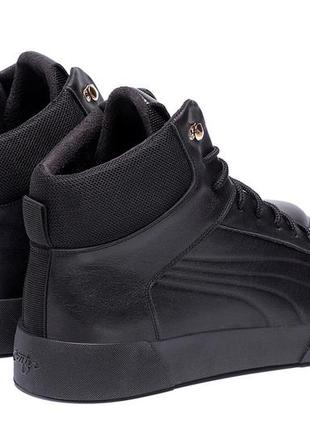 Clikshop мужские зимние кожаные ботинки puma black leather7 фото