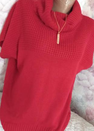 Красный легкий свитер. оверсайз короткий рукав новый. фирма esmara 48-50р.1 фото