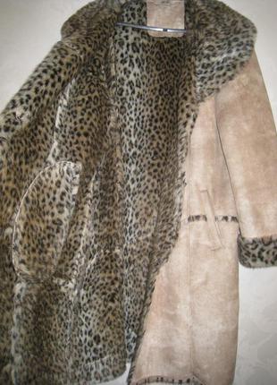 Пальто дубленка леопардовый принт мода 2021-20224 фото
