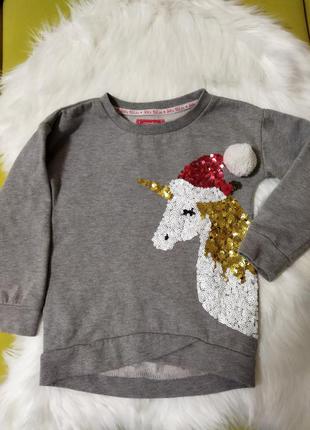 Свитшот свитер f&f с паетками на баечке девочка 5-6 лет