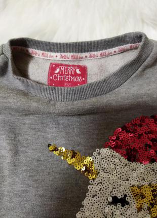 Свитшот свитер f&f с паетками на баечке девочка 5-6 лет3 фото