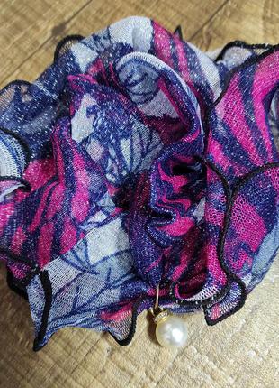 Шаль шарфик жіночий мереживний шарф перли намисто чокер4 фото