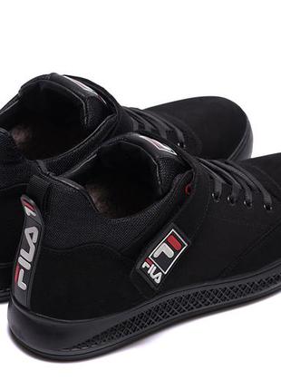 Clikshop мужские зимние кожаные ботинки fila black1 фото