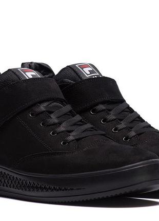 Clikshop мужские зимние кожаные ботинки fila black6 фото