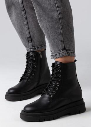 Женские зимние ботинки "sierra" черные  кожа5 фото