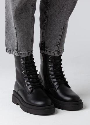 Женские зимние ботинки "sierra" черные  кожа1 фото