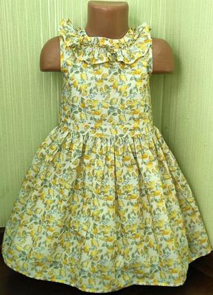 Невесомое платье в лимонный принт от некст на 5-6 лет