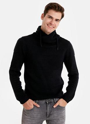 Теплый мужской свитер lc waikiki/лс вайкики воротник-хомут, фактурной вязки