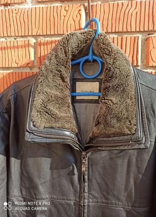 Шикарна шкіряна куртка з цигейкою на синтепоні 54 розмір2 фото