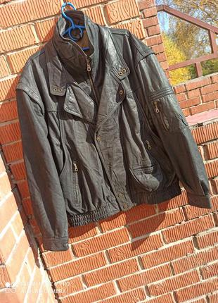Шикарная кожаная куртка трансформер + жилет smooth city 54 разм trapper6 фото
