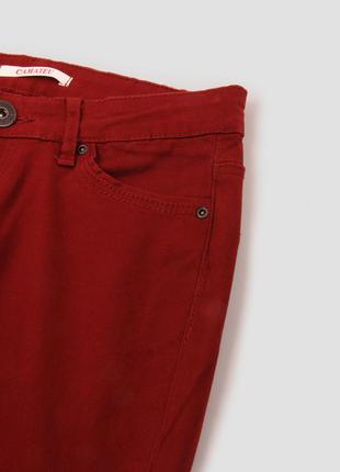 Брюки красные бордовые со средней посадкой и карманами хлопковые camaieu4 фото
