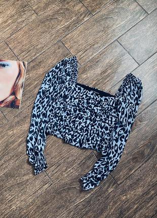 Красивая шифоновая блуза в леопардовый принт5 фото