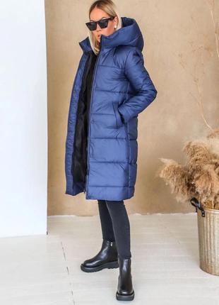 Куртка жіноча зима довга тепла на синтепоні зимове пальто5 фото