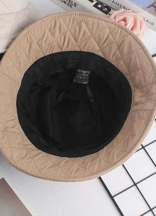Жіноча стьобана панама капелюх чорна6 фото