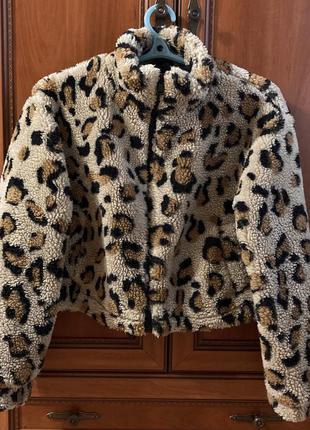 Кофта primark leopard print на молнии флис/шуба/шиншила/барашек fleece