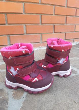 Зимние термо ботинки дутики на овчине для девочки4 фото