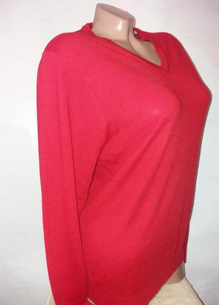 Красивый красный тоненький шерстяной пуловер свитер3 фото
