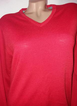 Красивый красный тоненький шерстяной пуловер свитер2 фото