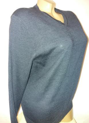 Красивый синий тоненький шерстяной пуловер свитер р.s3 фото