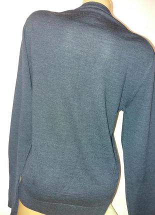 Красивый синий тоненький шерстяной пуловер свитер р.s4 фото