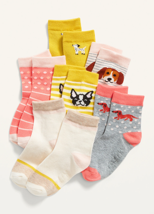 Дитячі шкарпетки, шкарпетки для дівчинки old navy, набір 6 пар шкарпеток, р. 2-3 і 4-5 років