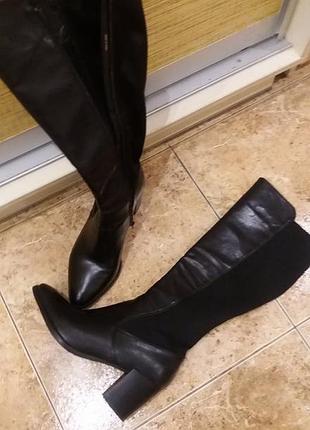 Классные стильные экокожа+стрейч черные высокие сапоги h&m раз.40 (26.5 см)