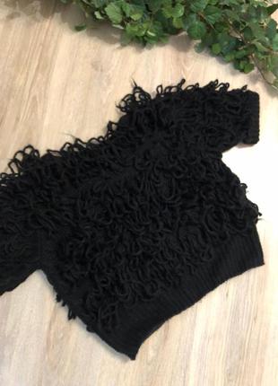 Тёплый стильный чёрный джемпер свитер кофта6 фото