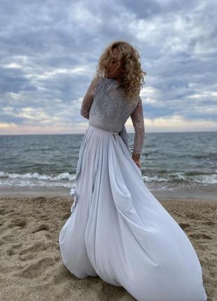 Свадебное / вечернее кружевное платье с длинными рукавами в стиле бохо boho2 фото
