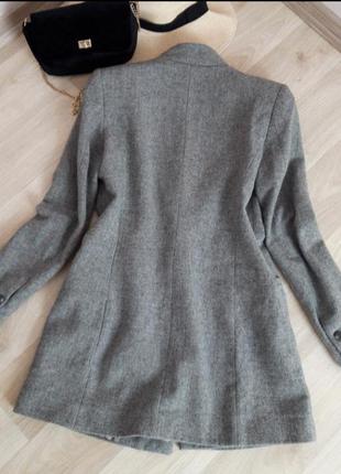 Женское пальто жакет пиджак серого цвета на пуговице натуральная ткань на подкладке zara h&m bershka primark asos next mango only2 фото