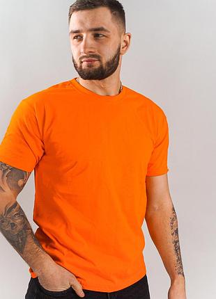 Футболка мужская оранжевый цвет повседневная однотонная хлопковая под принт оверсайз