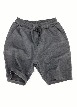 Темно-серые мужские летние спортивные шорты трикотажные хлопковые из двунитки3 фото