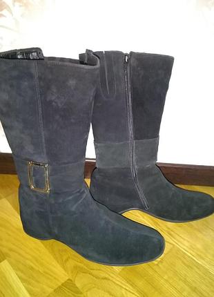 Красивые зимние сапоги valex, натуральная замша, мех, размер 41