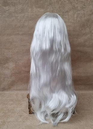 Парик перука біла довга белый длинный с челкой парик длинный прямой снежная королева карнавальный аниме, парик для образа снегурочки2 фото