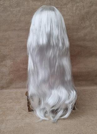 Парик перука біла довга белый длинный с челкой парик длинный прямой снежная королева карнавальный аниме, парик для образа снегурочки3 фото