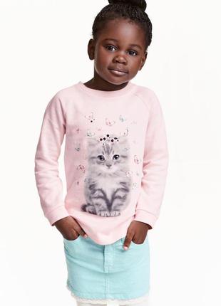 Изумительный фирменный джемпер с котенком h&m