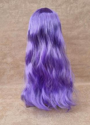 Парик перука фіолетова довга длинный прямой фиолетовый с чёлкой,  сиреневый парик длинный образ аниме, карнавальный длинный парик, парик на хэллоуин5 фото