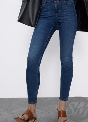 Джинсы синие скинии со средней посадкой zara поточна колекція 7147/038/407