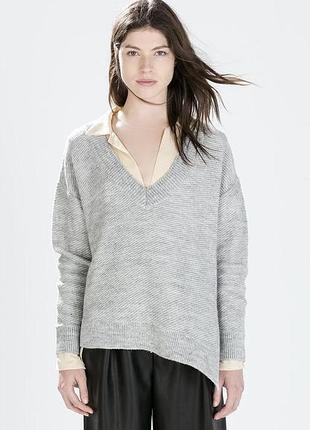 Ассиметричный оверсайз теплый свитер zara в составе шерсть 🐑