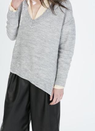 Ассиметричный оверсайз теплый свитер zara в составе шерсть 🐑3 фото