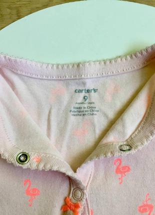 Слип человечек без ножек пижама с розовыми фламинго carter's 6-9 месяцев8 фото