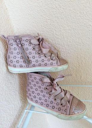 Розовые высокие кеды  кроссовки ботиночки next на меху 7 (24) размер1 фото
