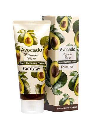 Пенка для лица с авокадо farmstay avocado premium pore deep cleansing foam 180 мл