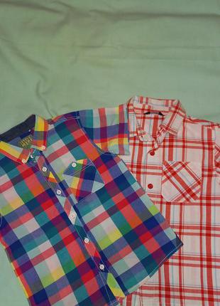 Набор из 2 фирменных рубашек в клеточку на 3-4 года george и next5 фото