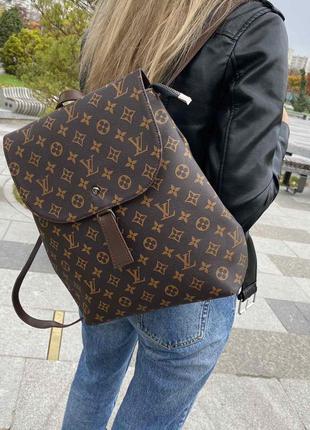 Clikshop качественный женский рюкзак сумка трансформер в стиле луи витон коричневый3 фото