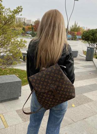 Clikshop качественный женский рюкзак сумка трансформер в стиле луи витон коричневый6 фото